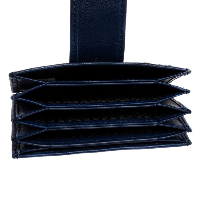 Pre Owned Aigner Blue Quilted Leather Card Holder