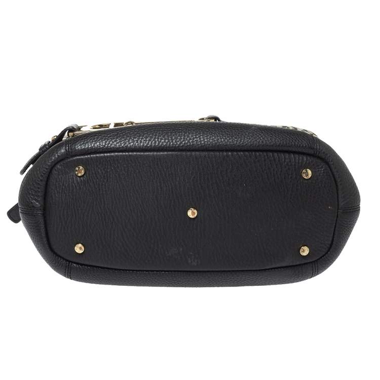 Pre Owned Aigner Black Signature Canvas and Leather Satchel