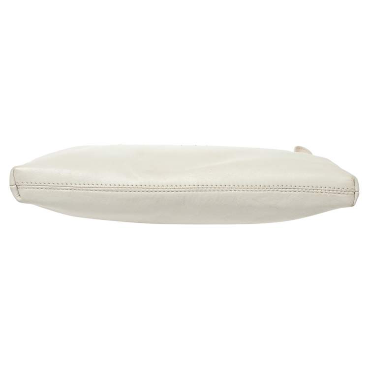Pre Owned Aigner Cream Leather Wristlet Pouch