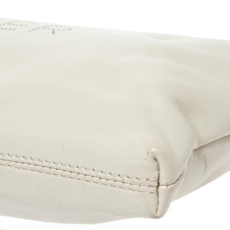 Pre Owned Aigner Cream Leather Wristlet Pouch