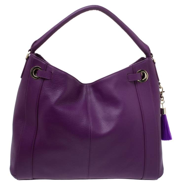Pre Owned Aigner Purple Leather Cavallina Hobo