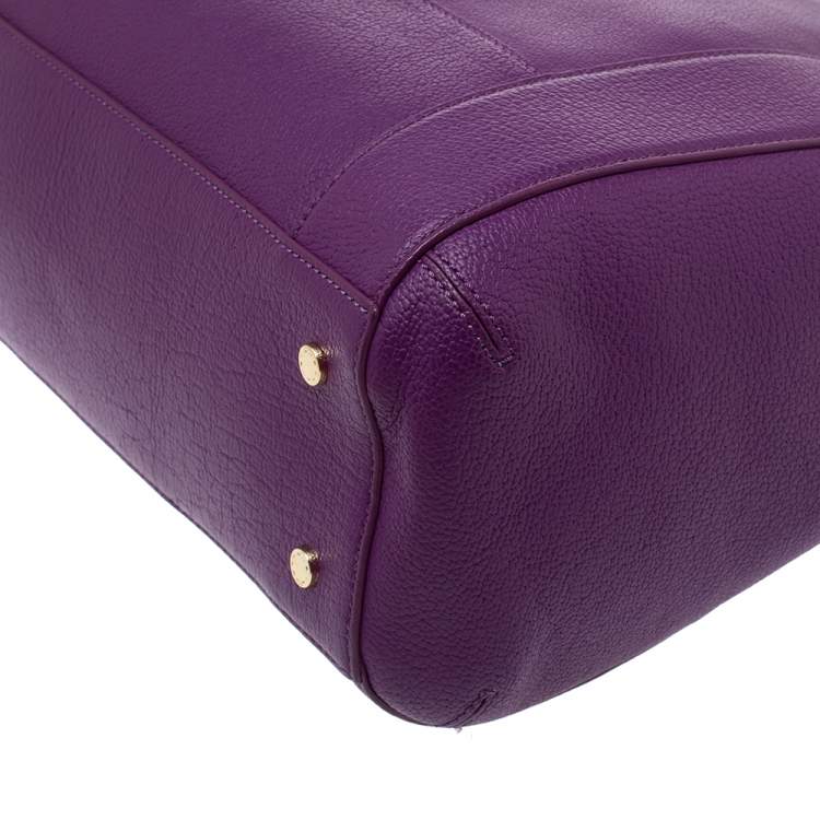 Pre Owned Aigner Purple Leather Cavallina Hobo