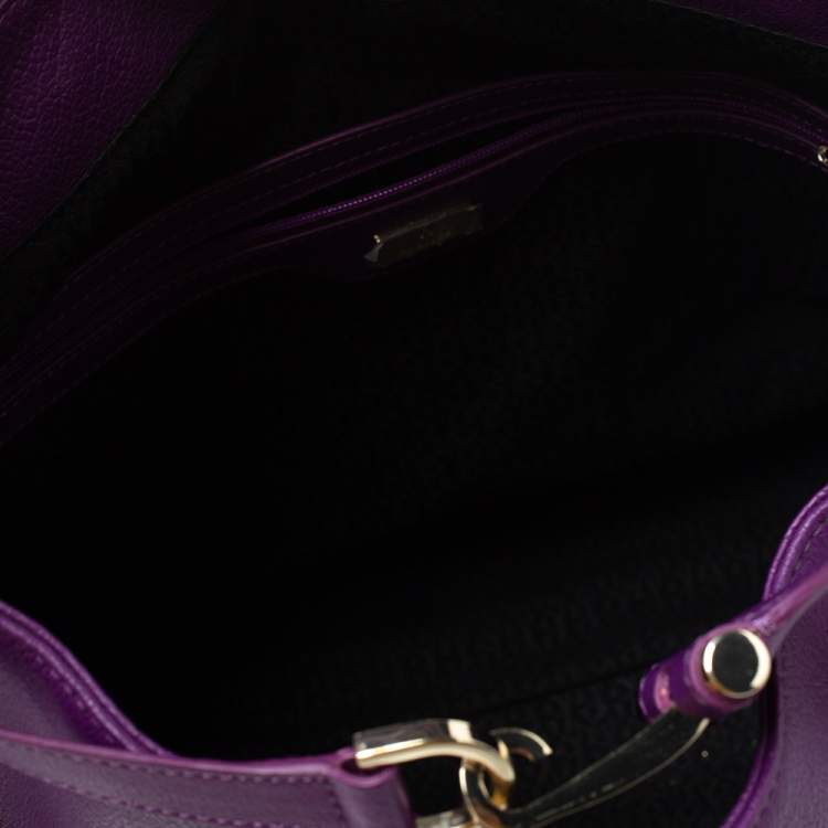 Pre Owned Aigner Purple Leather Cavallina Hobo