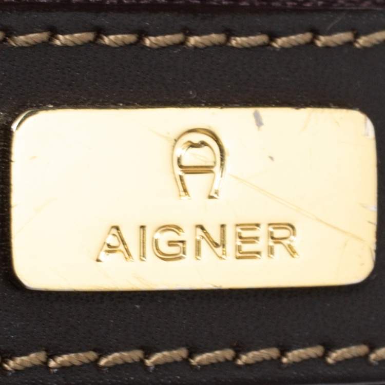 Pre Owned Aigner Brown Monogram Coated Canvas and Leather Hobo