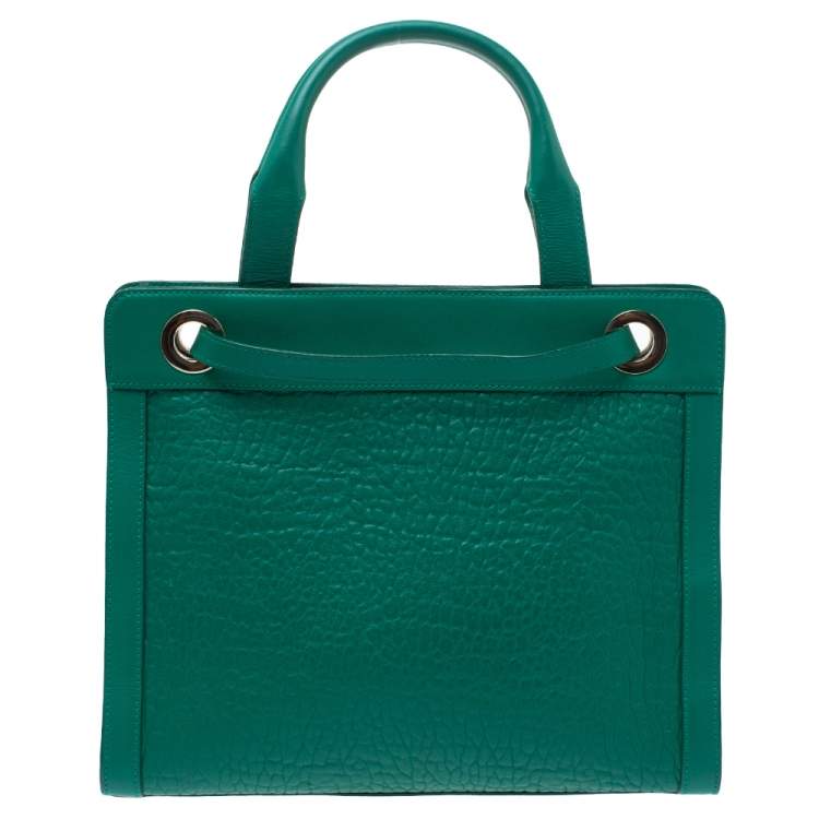 Pre Owned Aigner Green Leather Cavallina Top Handle Bag