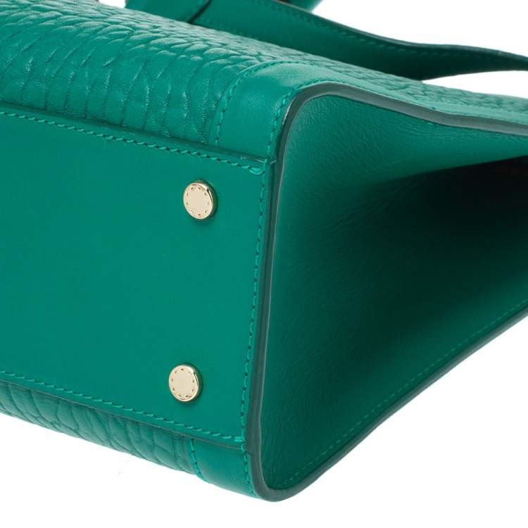 Pre Owned Aigner Green Leather Cavallina Top Handle Bag