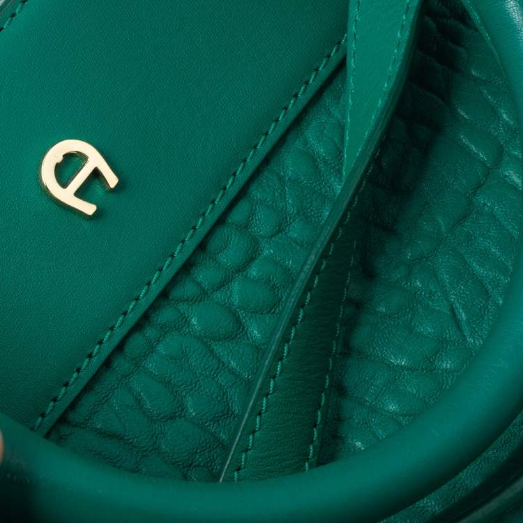 Pre Owned Aigner Green Leather Cavallina Top Handle Bag