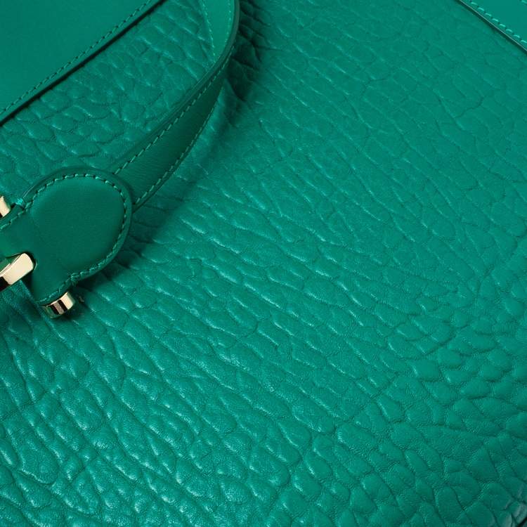 Pre Owned Aigner Green Leather Cavallina Top Handle Bag