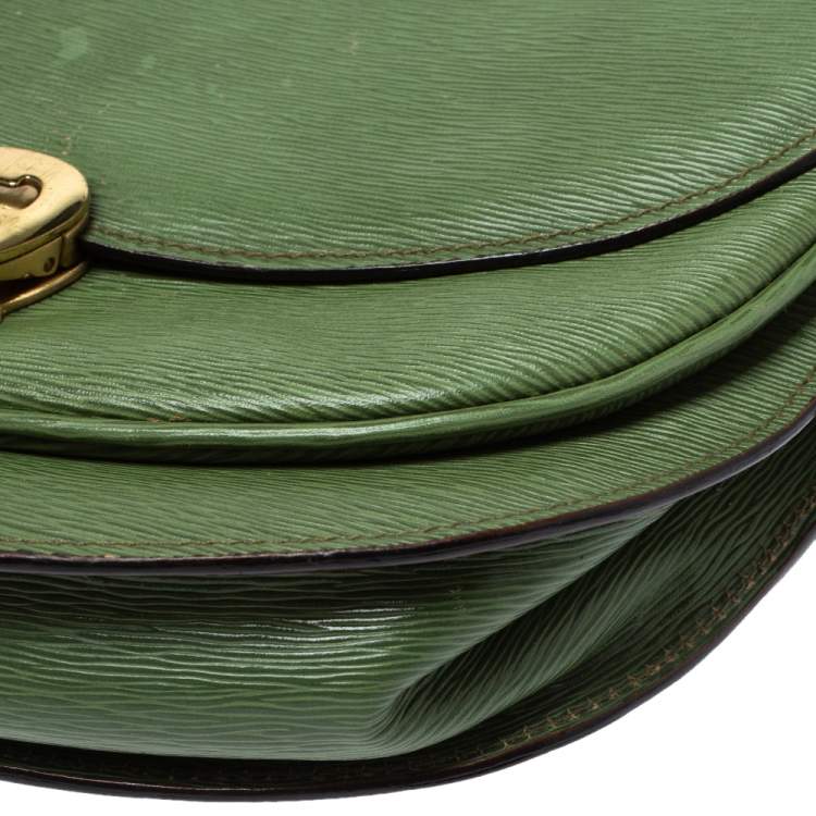 Pre Owned Aigner Green Leather Logo Flap Crossbody Bag 