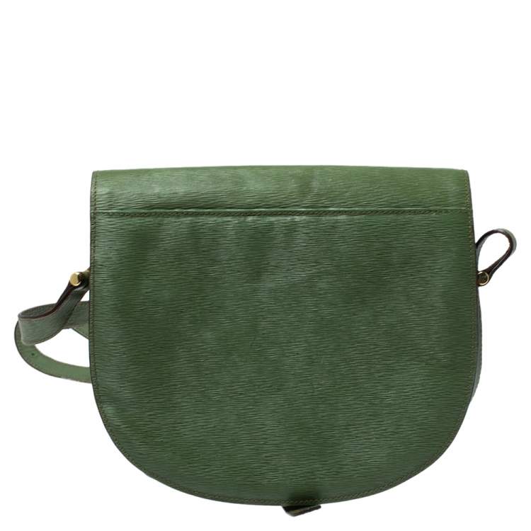 Pre Owned Aigner Green Leather Logo Flap Crossbody Bag 