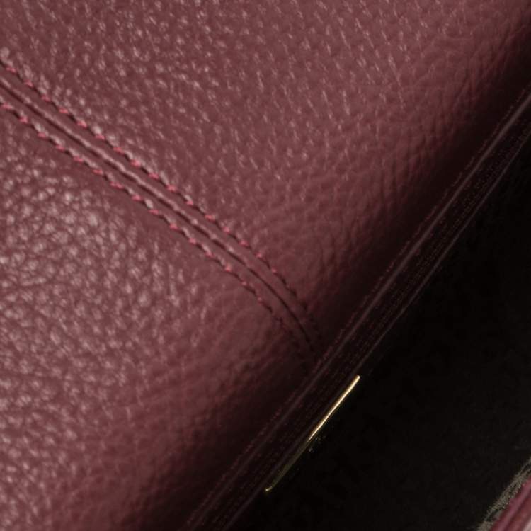 Pre Owned Aigner Burgundy Grained Leather Mini Pina Crossbody Bag