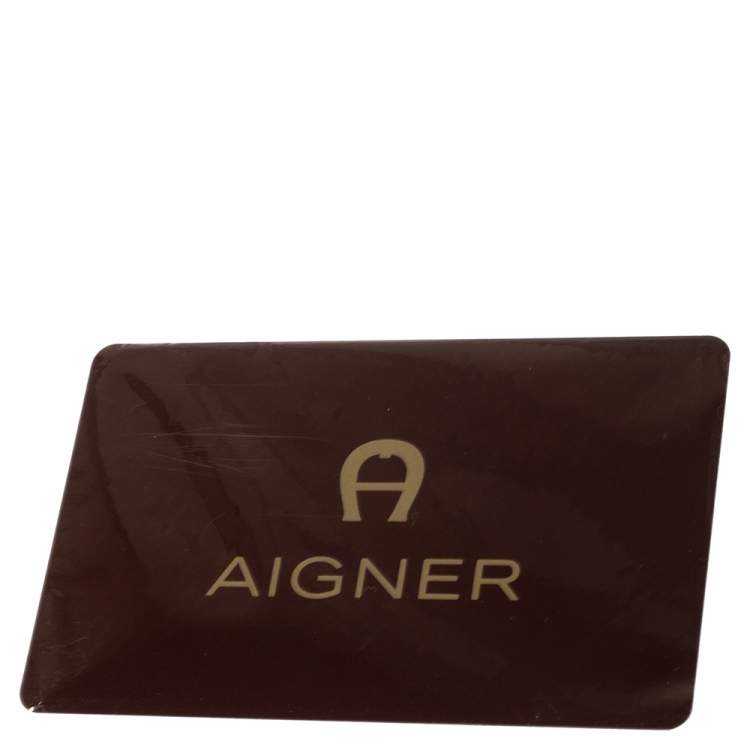 Pre Owned Aigner Burgundy Grained Leather Mini Pina Crossbody Bag