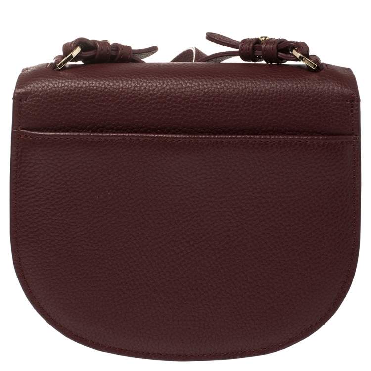 Pre Owned Aigner Burgundy Grained Leather Mini Pina Crossbody Bag