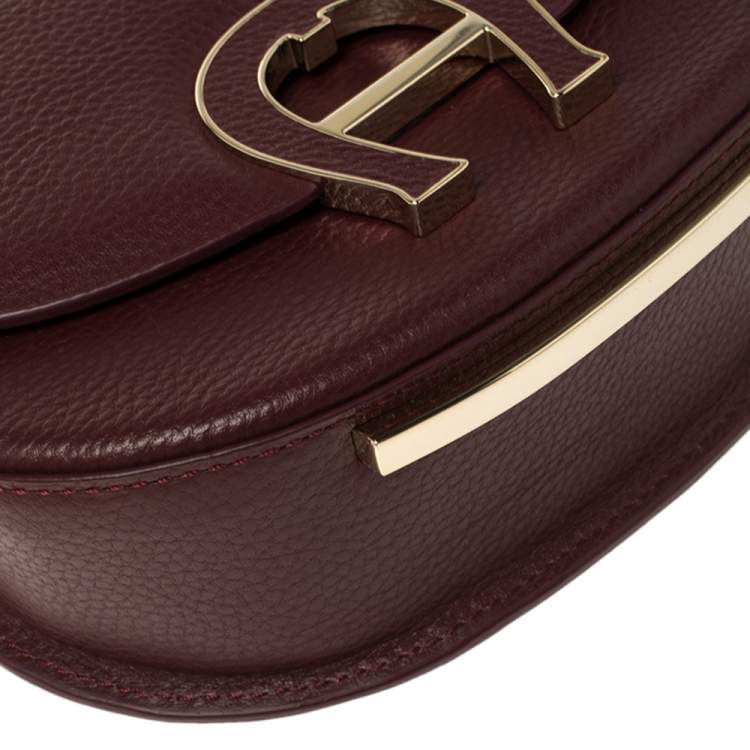 Pre Owned Aigner Burgundy Grained Leather Mini Pina Crossbody Bag