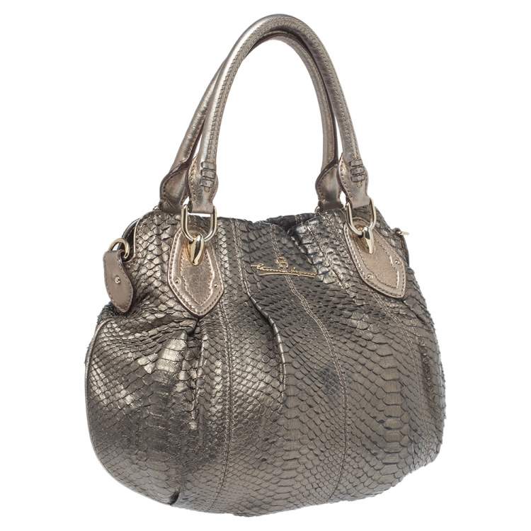Pre Owned Aigner Metallic Python Hobo