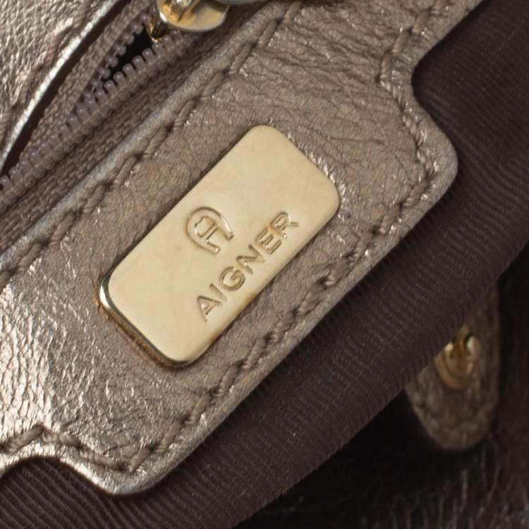 Pre Owned Aigner Metallic Python Hobo