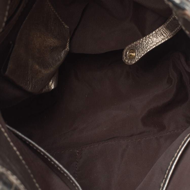 Pre Owned Aigner Metallic Python Hobo