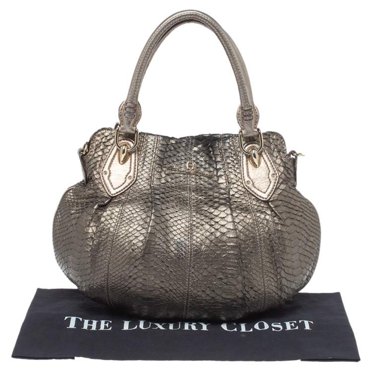 Pre Owned Aigner Metallic Python Hobo