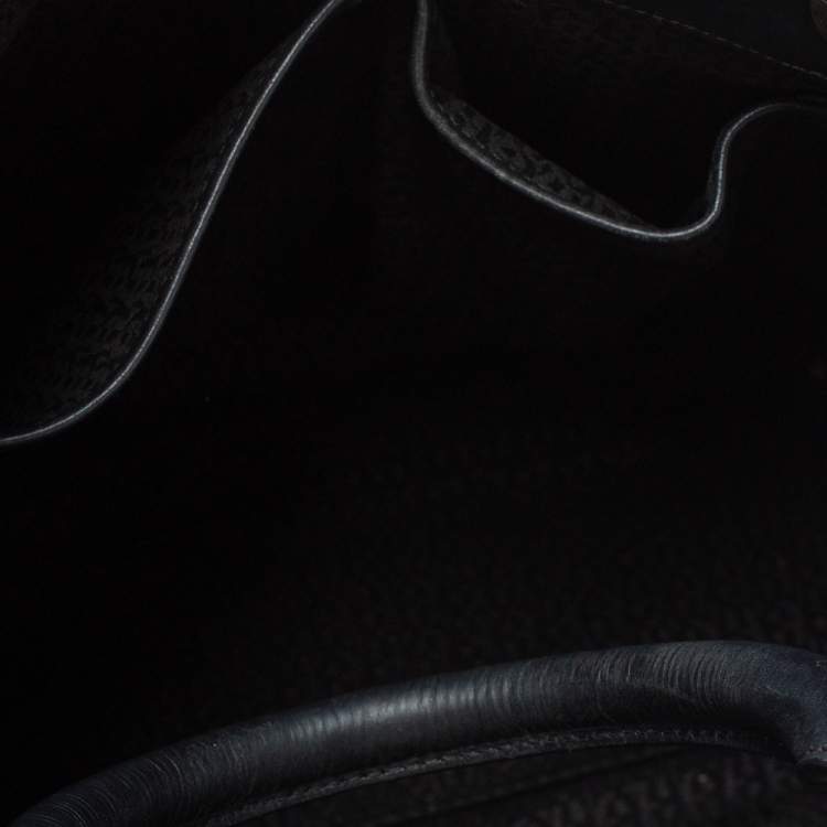 Pre Owned Aigner Dark Blue Signature Embossed Leather Cavallina Tote
