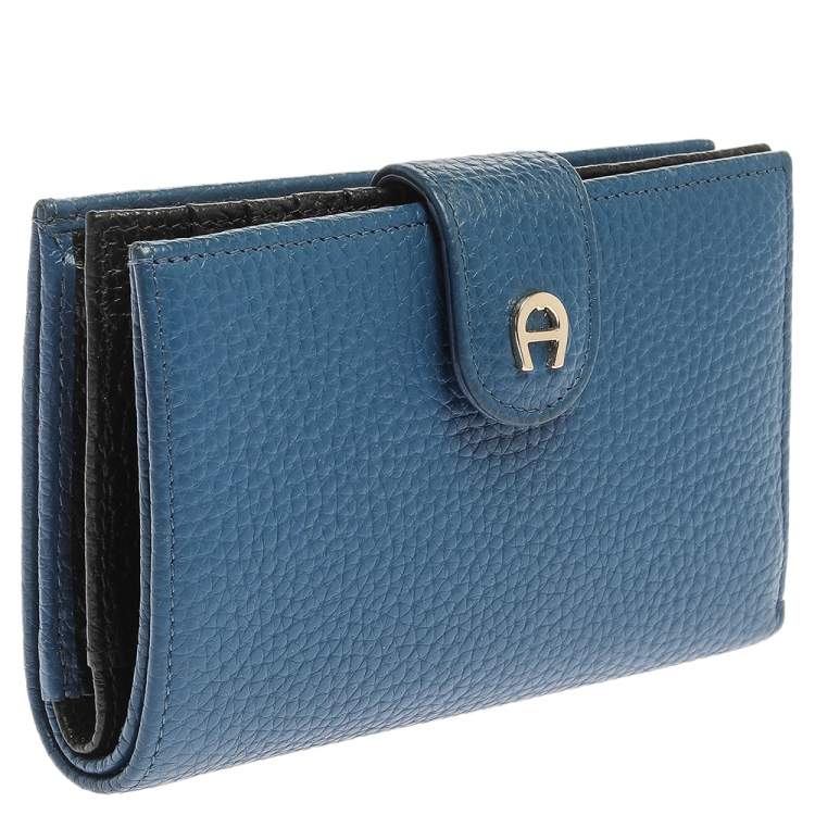 Pre Owned Aigner Blue Leather Diadora Compact Wallet