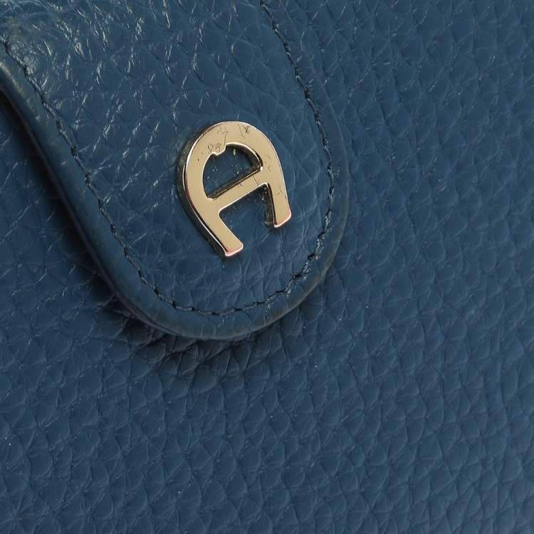 Pre Owned Aigner Blue Leather Diadora Compact Wallet