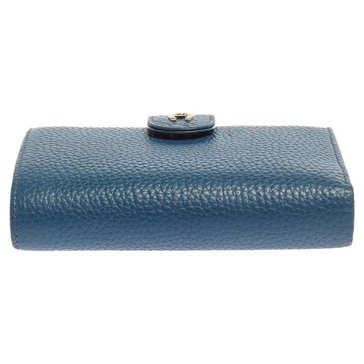 Pre Owned Aigner Blue Leather Diadora Compact Wallet