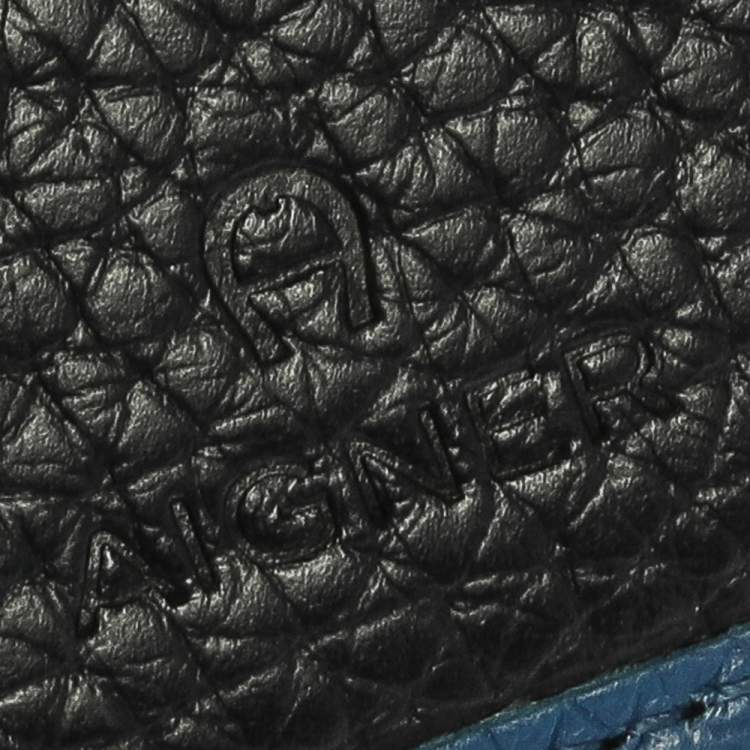 Pre Owned Aigner Blue Leather Diadora Compact Wallet
