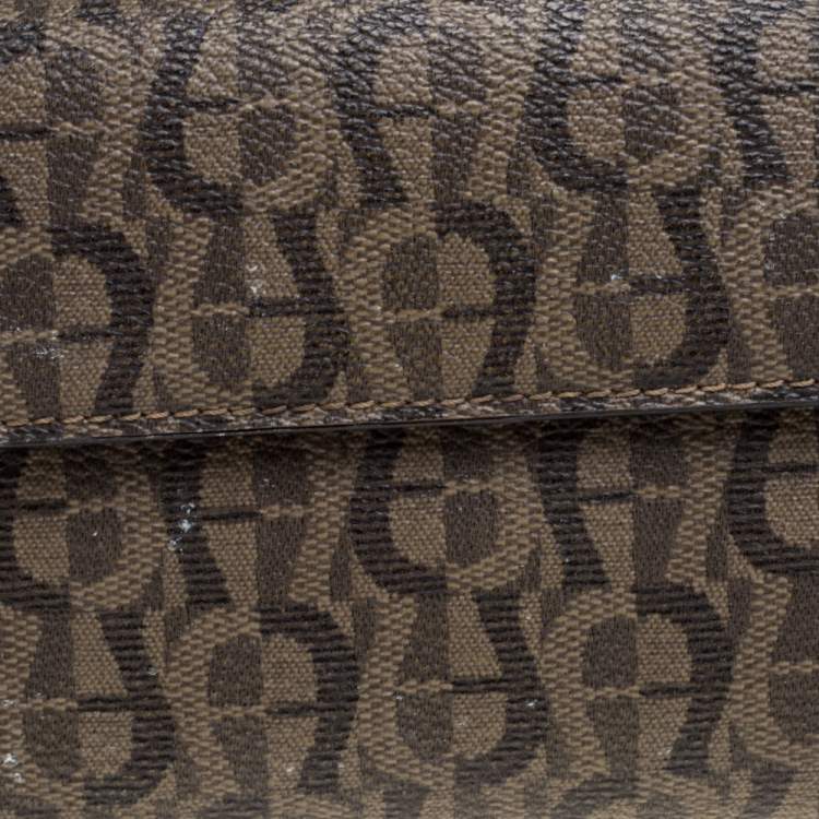 Pre Owned Aigner Brown Signature Coated Canvas French Wallet