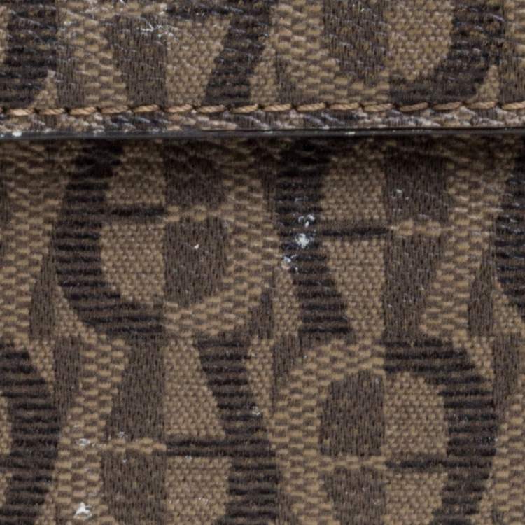 Pre Owned Aigner Brown Signature Coated Canvas French Wallet