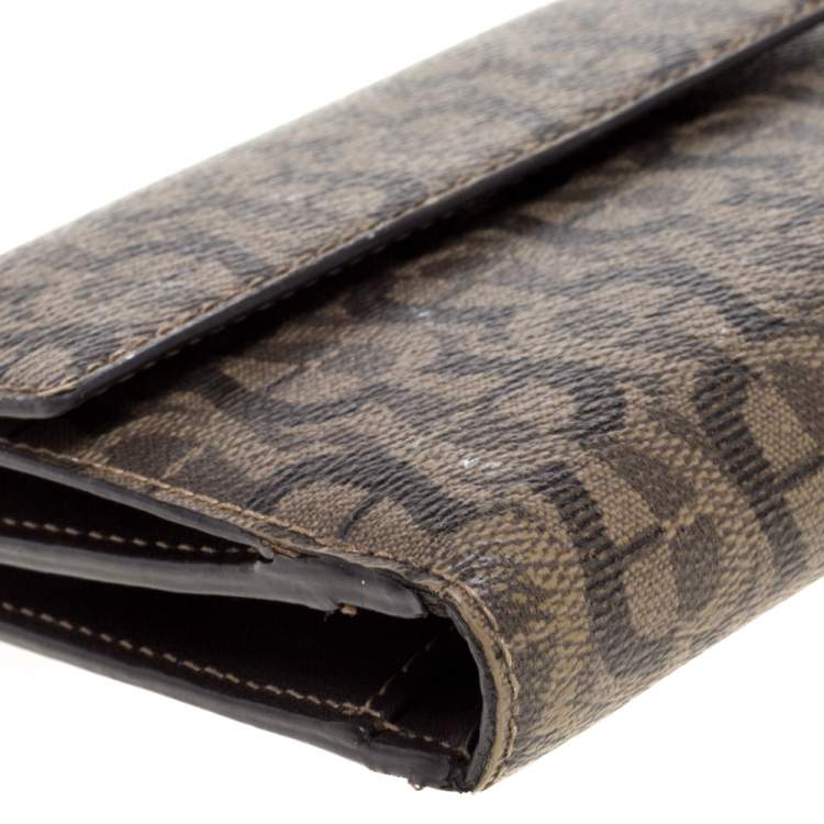 Pre Owned Aigner Brown Signature Coated Canvas French Wallet