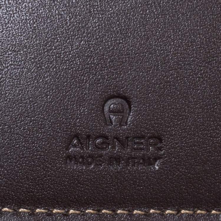 Pre Owned Aigner Brown Signature Coated Canvas French Wallet