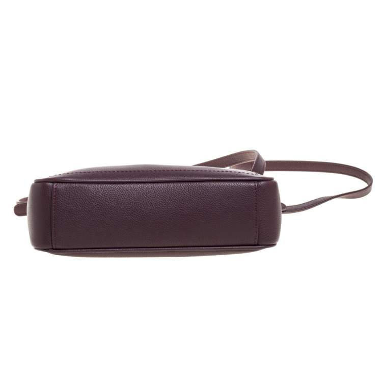 Pre Owned Aigner Burgundy Leather Zip Shoulder Bag