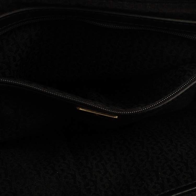 Pre Owned Aigner Black Signature Coated Canvas And Leather Tassel Top Handle Bag