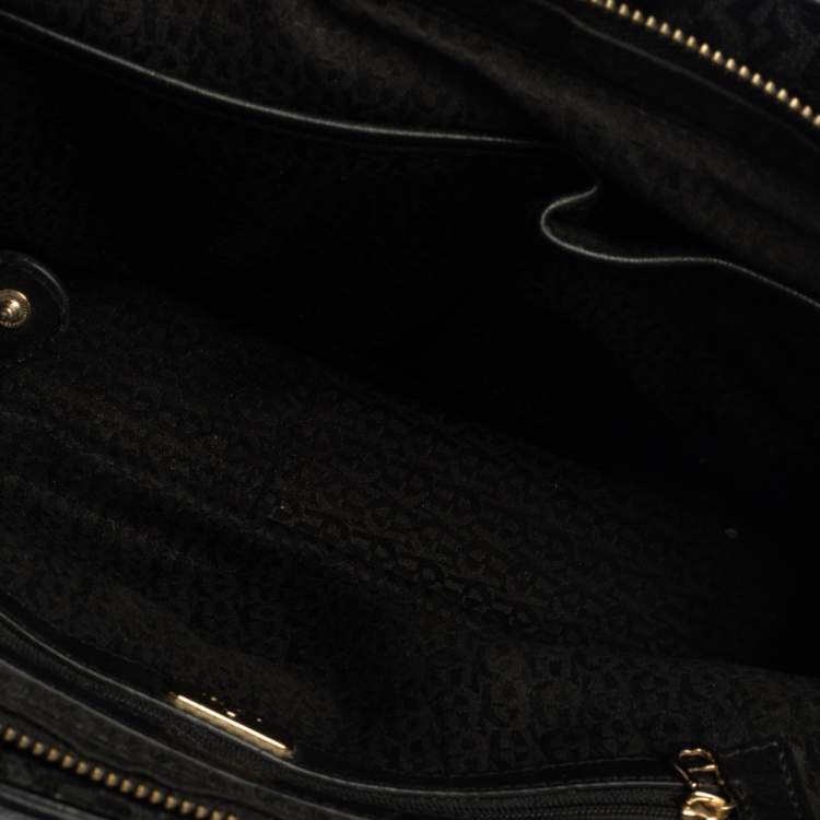 Pre Owned Aigner Black Signature Coated Canvas And Leather Tassel Top Handle Bag