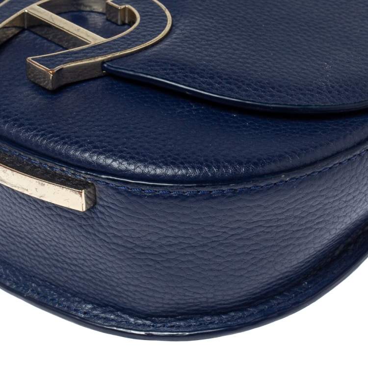 Pre Owned Aigner Blue Grained Leather Mini Pina Crossbody Bag