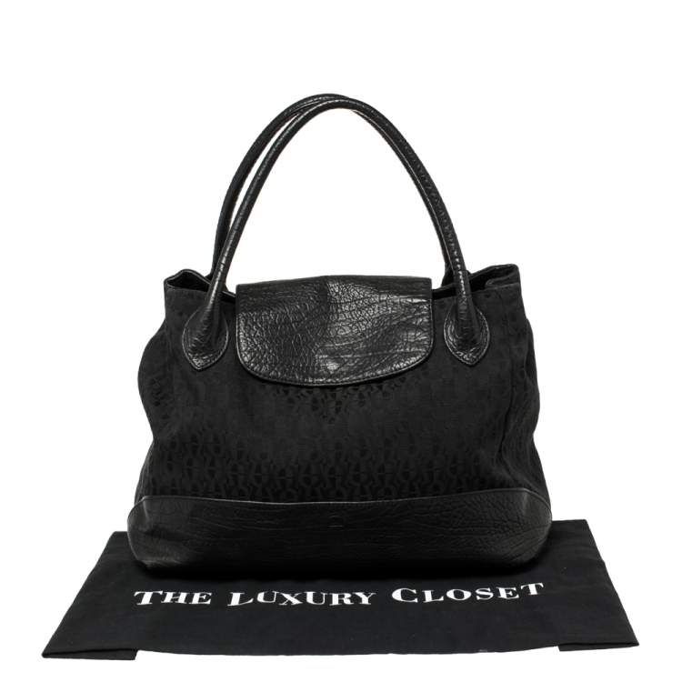 Pre Owned Aigner Black Signature Canvas and Leather Satchel