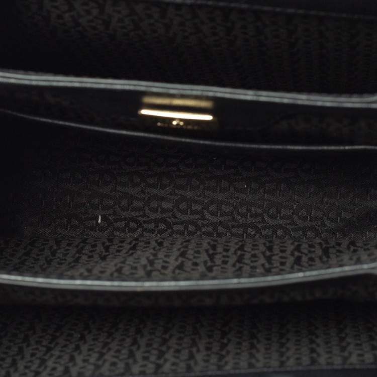 Pre Owned Aigner Black Signature Leather Genoveva Top Handle Bag