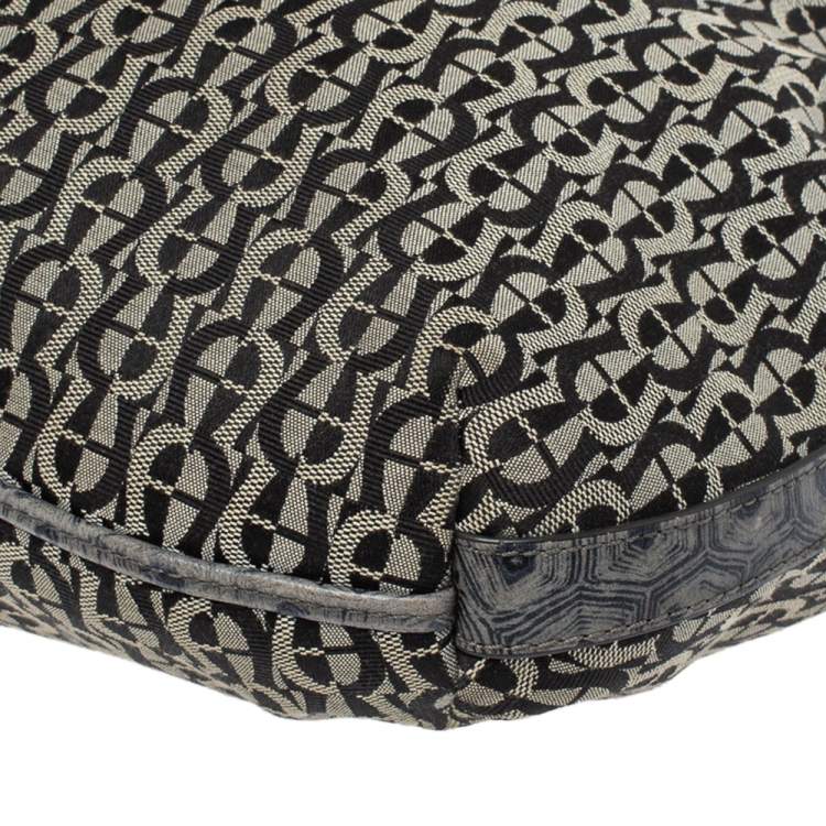 Pre Owned Aigner Grey/Black Signature Canvas and Leather Hobo