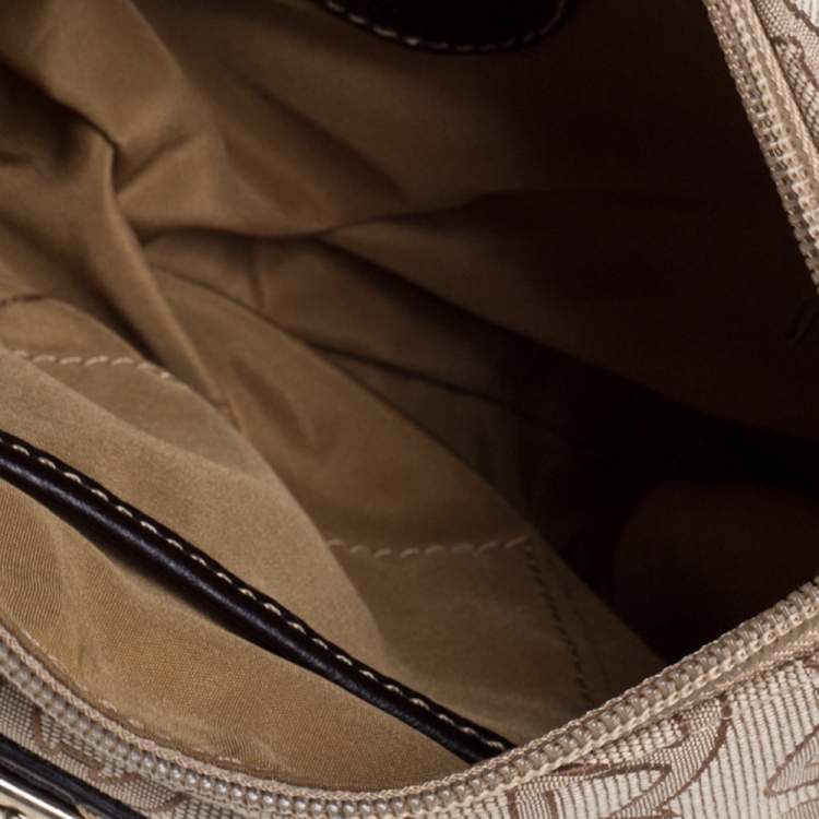 Pre Owned Aigner Monogram Canvas And Leather Front Pocket Baguette Shoulder Bag