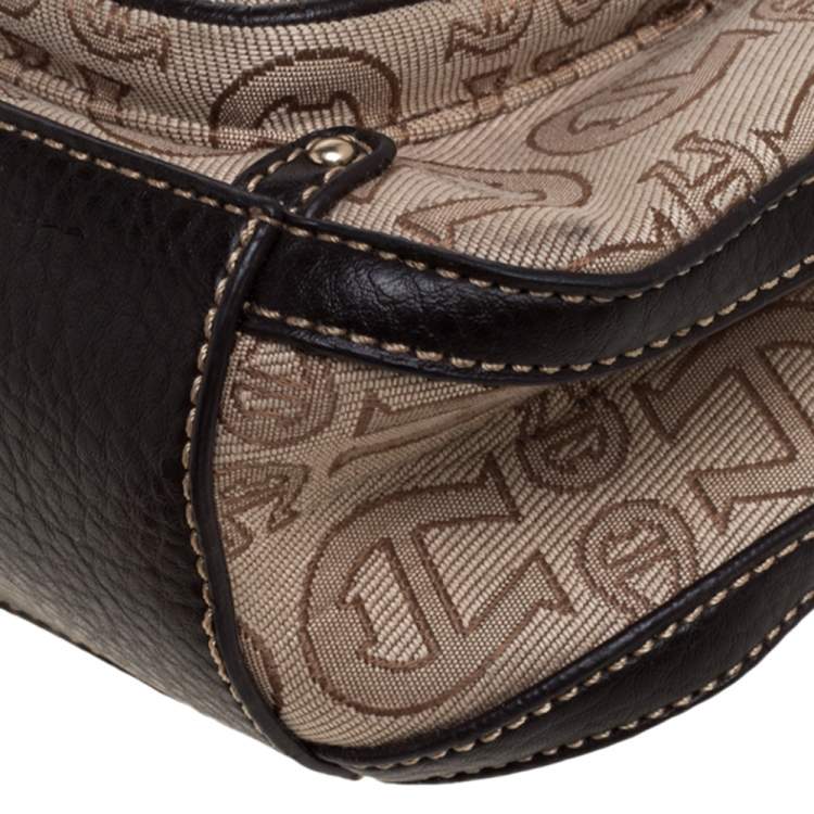 Pre Owned Aigner Monogram Canvas And Leather Front Pocket Baguette Shoulder Bag