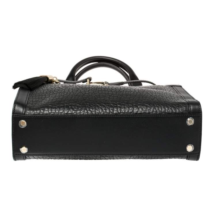Pre Owned Aigner Black Pebbled Leather Cavallina Tote