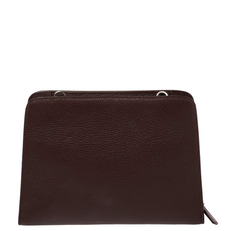 Pre Owned Aigner Burgundy Grained Leather Chain Shoulder Bag