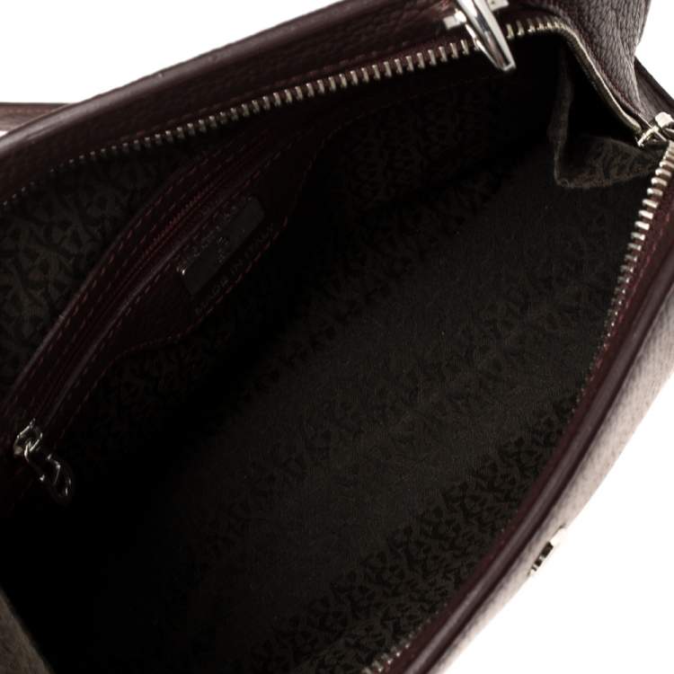 Pre Owned Aigner Burgundy Grained Leather Chain Shoulder Bag