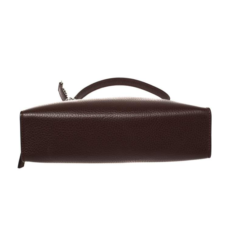 Pre Owned Aigner Burgundy Grained Leather Chain Shoulder Bag