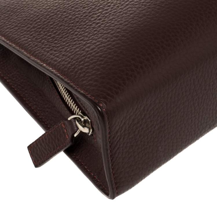 Pre Owned Aigner Burgundy Grained Leather Chain Shoulder Bag