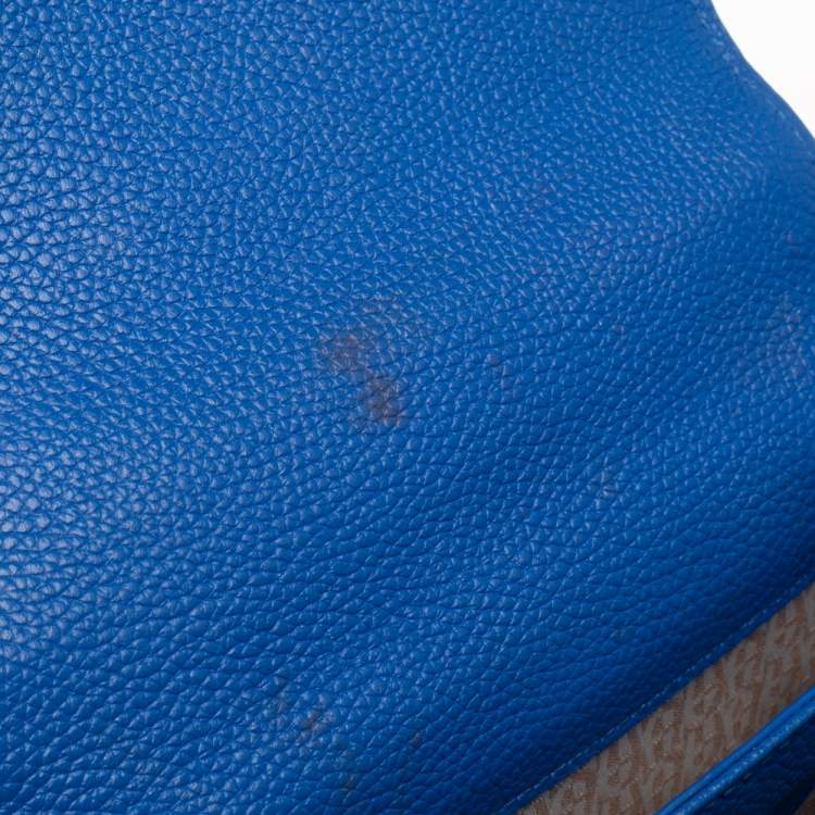 Pre Owned Aigner Blue Embossed Leather Genoveva Top Handle Bag