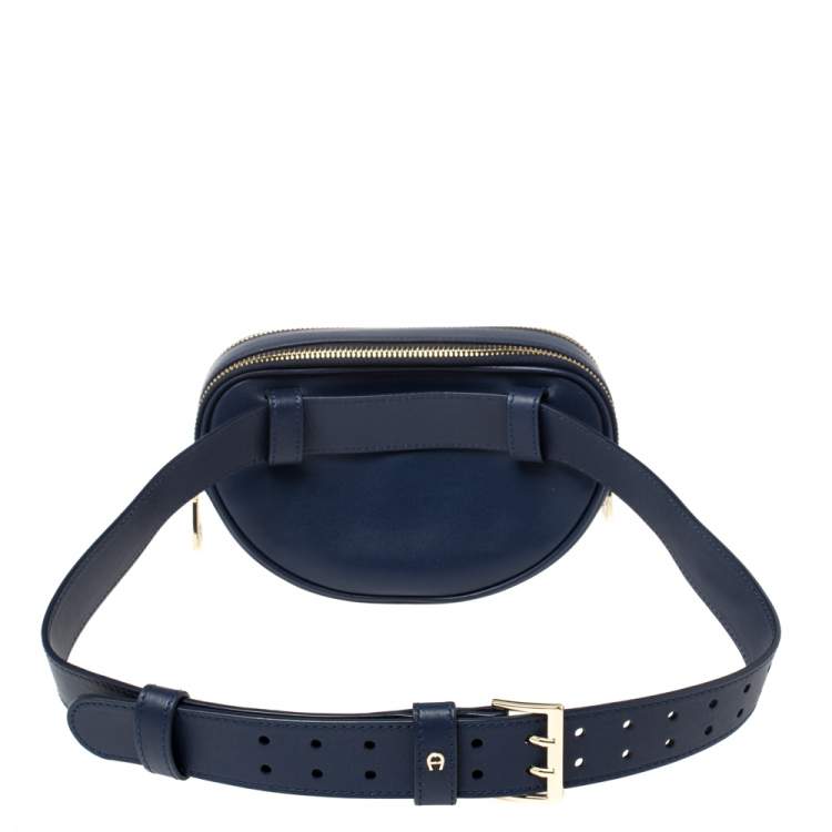 Pre Owned Aigner Deep Blue Leather Diadora Belt Bag