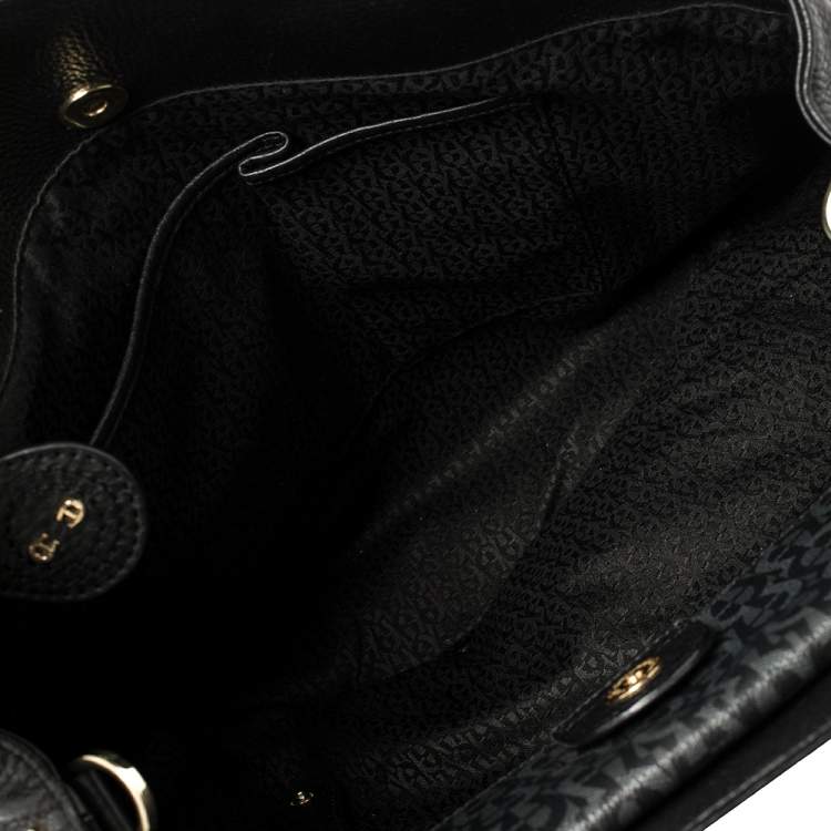 مملوكة مسبقًا Aigner Black/Grey Signature Coated Canvas and Leather Satchel