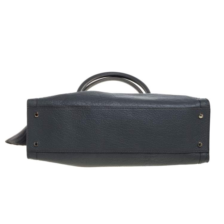 Pre Owned Aigner Grey Leather Cavallina Tote
