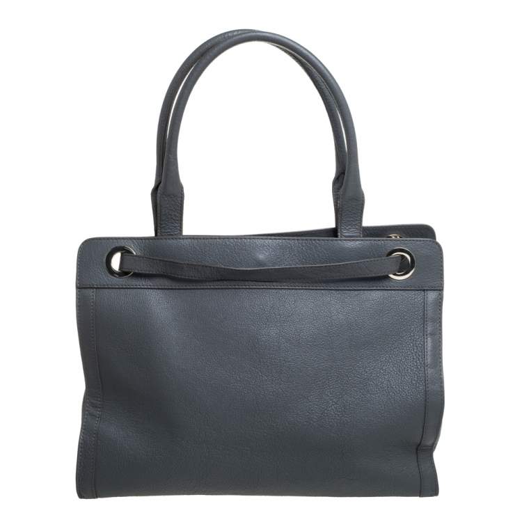 Pre Owned Aigner Grey Leather Cavallina Tote